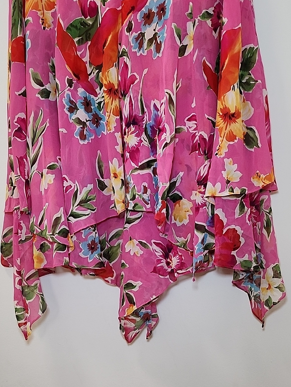 Lauren Ralph Lauren Women's Pink Floral Asymmetrical Handkerchief Hem Skirt 14P - Picture 6 of 16